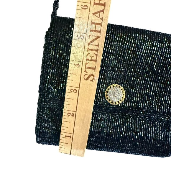 La Regale Embellished Beaded Chain Strap Evening Shoulder Bag Women's Black Form - Picture 6 of 9